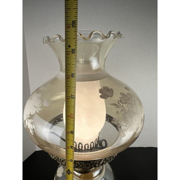 Vintage Accurate Casting 3 Way Clear Amber Lamp GWTW Floral Etched 20" - Picture 9 of 9